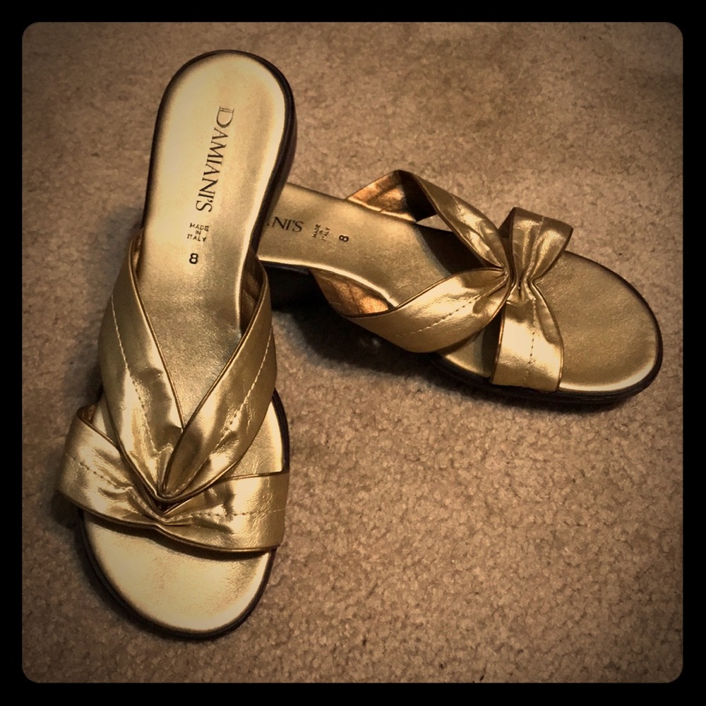 Gold strapped heels